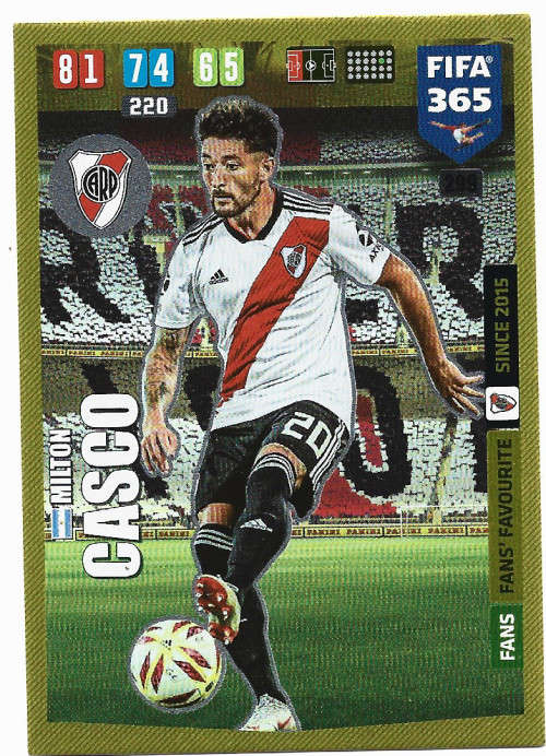 MILTON CASCO - PANINI `FIFA 365` 2020 COLLECTION - FOIL `FANS FAVOURITE` TRADING CARD 299