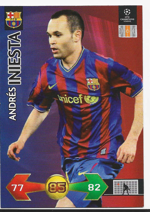 ANDRES INIESTA (Barcelona) - PANINI CHAMPIONS LEAGUE `S/STRIKES` 2009/10 - `BASE` TRADING CARD