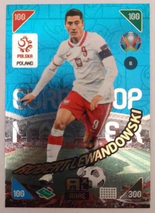 ROBERT LEWANDOWSKI - EURO 2020 - `PANINI EURO 2020` - BLUE FOIL `TOP MASTER` TRADING CARD 8