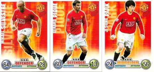 MANCHESTER UNITED FC - TOPPS `MATCH ATTAX EPL` EXTRA 2007/08 - EXTRA LOT OF 3 `BASE` TRADING CARDS