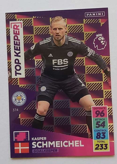 KASPER SCHMEICHEL - PANINI Adrenalyn EPL 2021/2022 - FOIL `TOP KEEPER` TRADING CARD 374