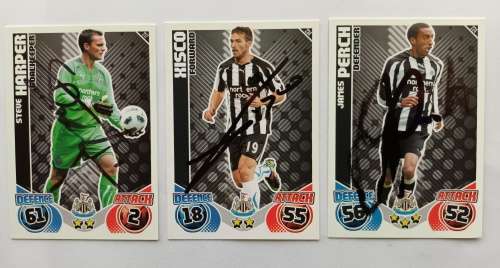 NEWCASTLE UNITED - TOPPS `MATCH ATTAX` 2011 -  LOT of 3  Personally `AUTOGRAPHED` TRADING CARDS