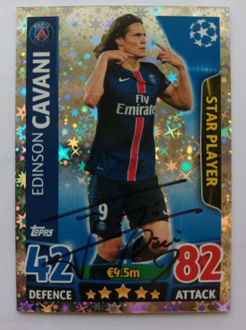 EDINSON CAVANI (PSG) - TOPPS `Champs League` 2017 -  Personally `AUTOGRAPHED` TRADING CARD