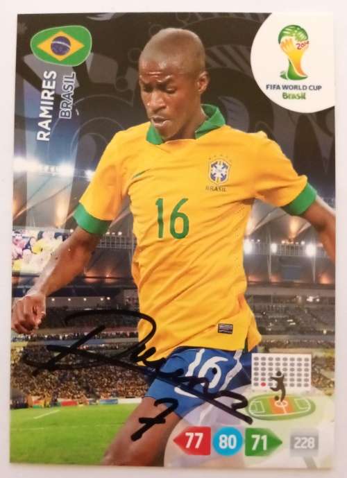 RAMIRES (BrazilWCup 2014) - PANINI WORLD CUP 2014 -  Personally `AUTOGRAPHED` TRADING CARD