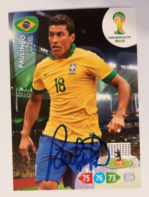 PAULINHO (BrazilWCup 2014) - PANINI WORLD CUP 2014 -  Personally `AUTOGRAPHED` TRADING CARD