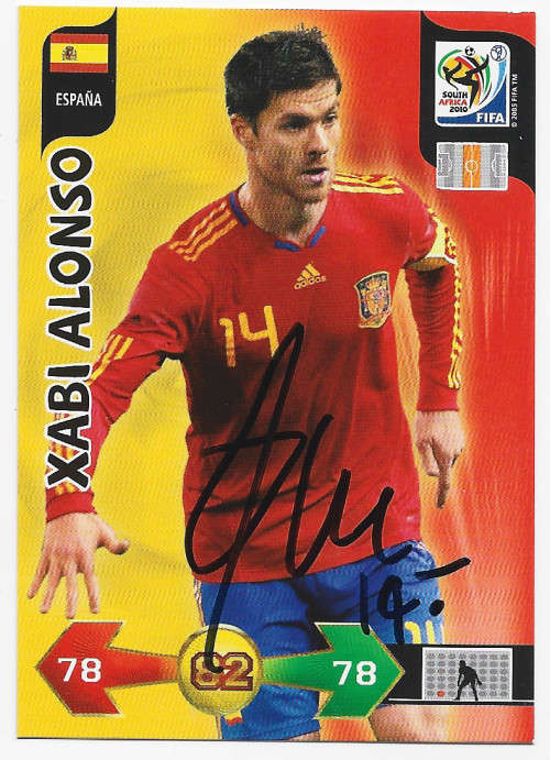XABI ALONSO (Spain/Liverpool) - PANINI WORLD CUP 2010 -  Personally `AUTOGRAPHED` TRADING CARD