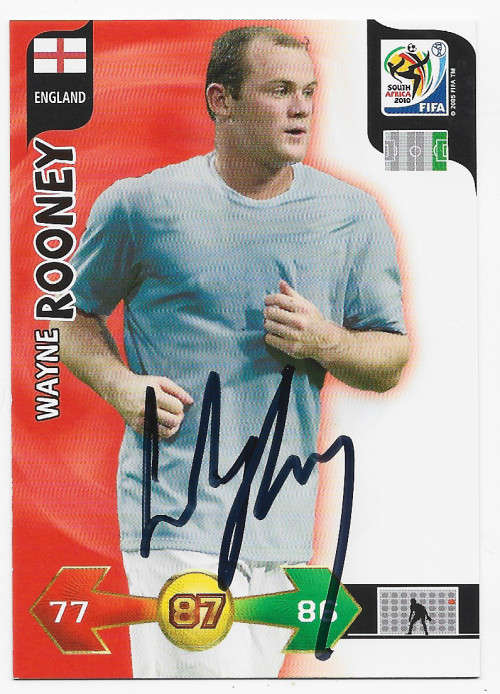 WAYNE ROONEY (England) - PANINI WORLD CUP 2010 -  Personally `AUTOGRAPHED` TRADING CARD