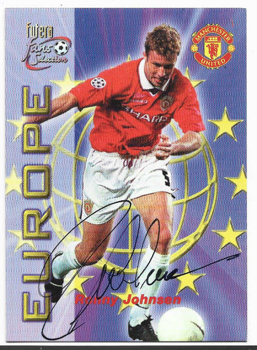 RONNY JOHNSEN - FUTERA `MANCHESTER UNITED 2000` COLLECTION - Personally Signed Trading Card