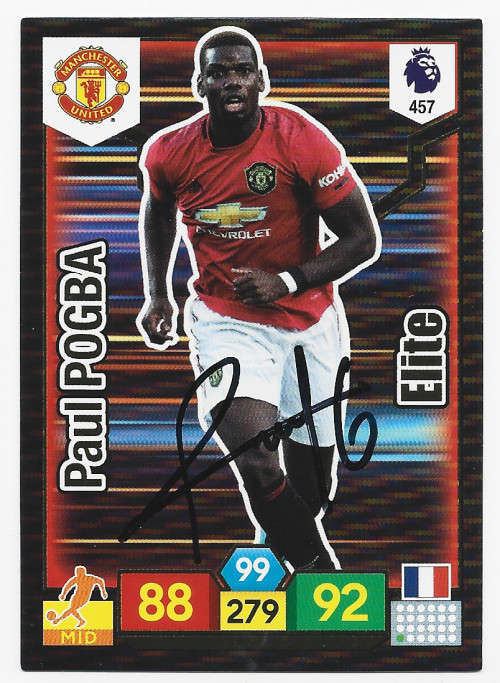 PAUL POGBA - PANINI `Eng. Premier League 2020` -  Signed `ELITE` FOIL TRADING CARD