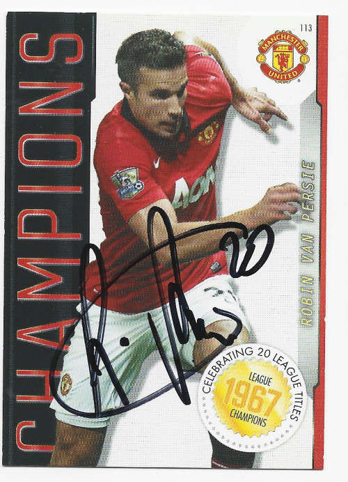 ROBIN VAN PERSIE - PANINI Manchester United `ADRENALYN 2014` -  Signed `CHAMPIONS` TRADING CARD
