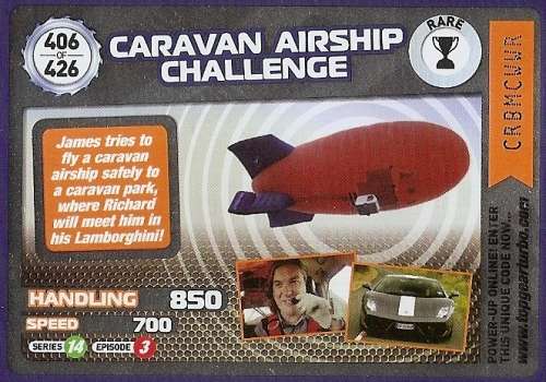CARAVAN AIRSHIP CHALLENGE - `BBC` TOP GEAR TURBO CHALLENGE `EXTRA`  - `RARE` TRADING CARD 406