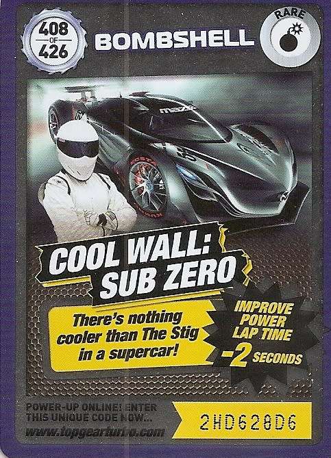 BOMBSHELL - `BBC` TOP GEAR TURBO CHALLENGE `EXTRA`  - `RARE` TRADING CARD 408