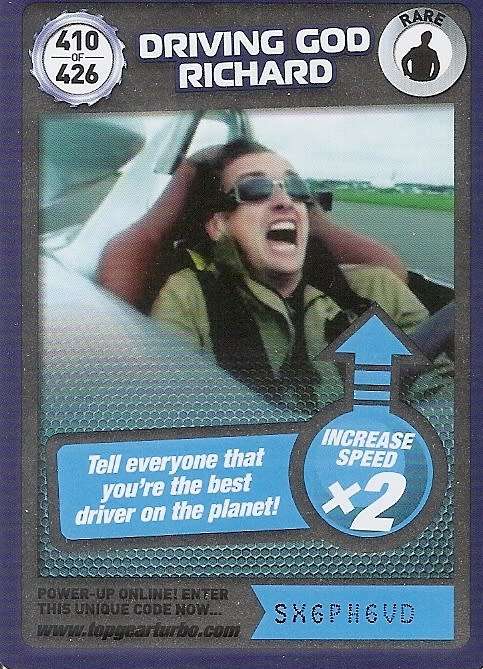 DRIVING GOD RICHARD - `BBC` TOP GEAR TURBO CHALLENGE `EXTRA`  - `RARE` TRADING CARD 410
