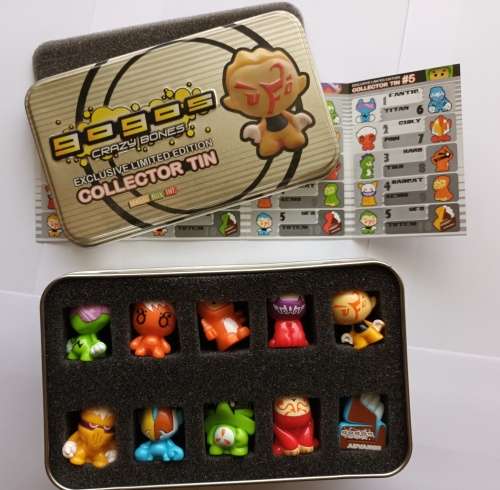 GOGO`S CRAZY BONES - `Limited Edition TIN` with 10 Exclusive pieces - RARE L/Edition TIN