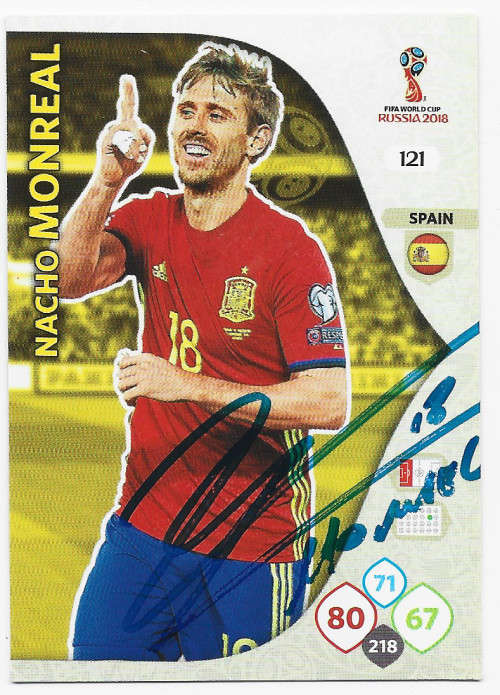 NACHO MONREAL (Spain) - PANINI World cup 2018 -  Personally `AUTOGRAPHED` TRADING CARD