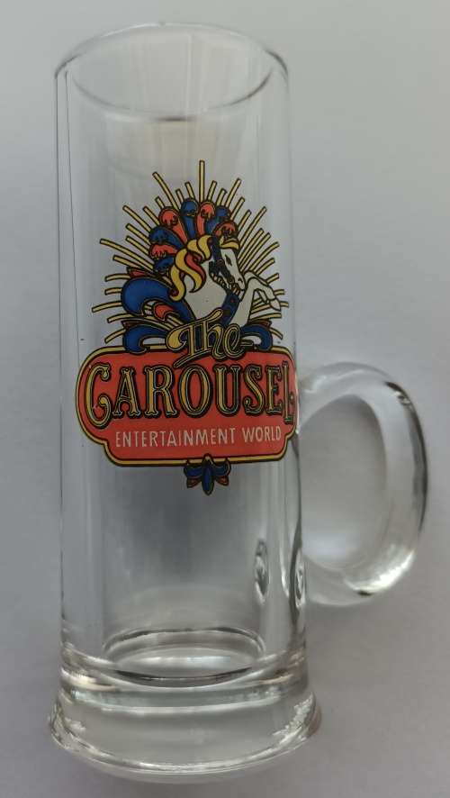 THE `CAROUSEL CASINO` Original 1986 Souvenir Mini Glass 100mm Tall