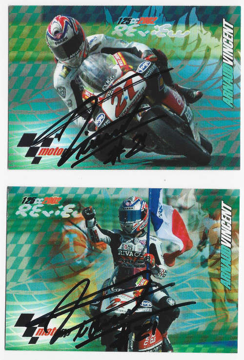 ARNAUD VINCENT  - MOTO GP 2003 COLLECTION - LOT of 2  125cc RIDER `AUTOGRAPHED` TRADING CARD