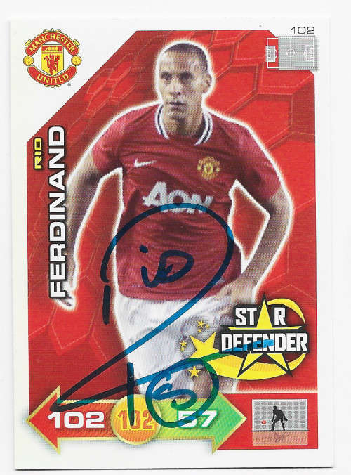 RIO FERDINAND - PANINI `MANCHESTER UNITED 2012` COLLECTION - Personally Signed Trading Card
