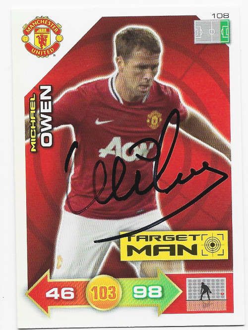 MICHAEL OWEN - PANINI `MANCHESTER UNITED 2012` COLLECTION - Personally Signed Trading Card