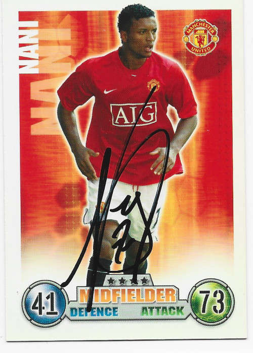 NANI - TOPPS `MATCH ATTAX` 2008 COLLECTION - Personally Signed Trading Card