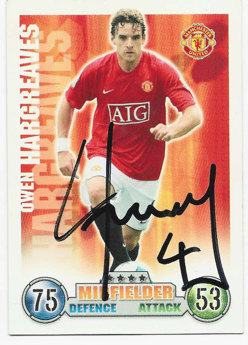 OWEN HARGREEVES - TOPPS `MATCH ATTAX` 2008 COLLECTION - Personally Signed Trading Card