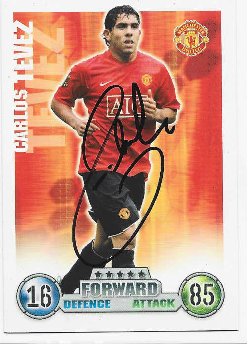CARLOS TEVEZ - TOPPS `MATCH ATTAX` 2008 COLLECTION - Personally Signed Trading Card
