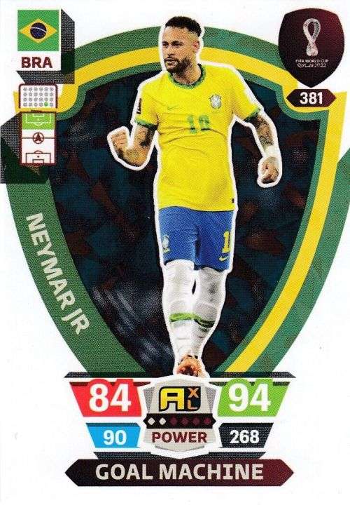 NEYMAR Jr - PANINI `FIFA WORLD CUP 2022` QATAR - `GOAL MACHINE` TRADING CARD 381