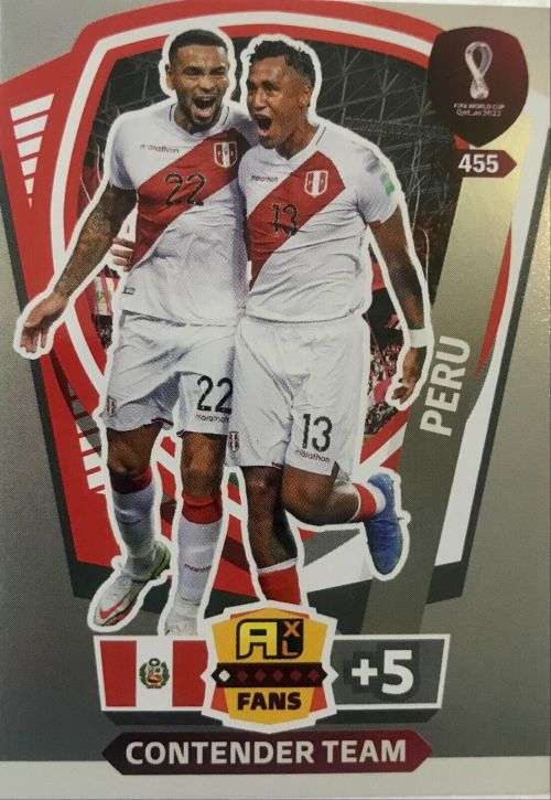 PERU - PANINI `FIFA WORLD CUP 2022` QATAR - `CONTENDER TEAM` TRADING CARD 455