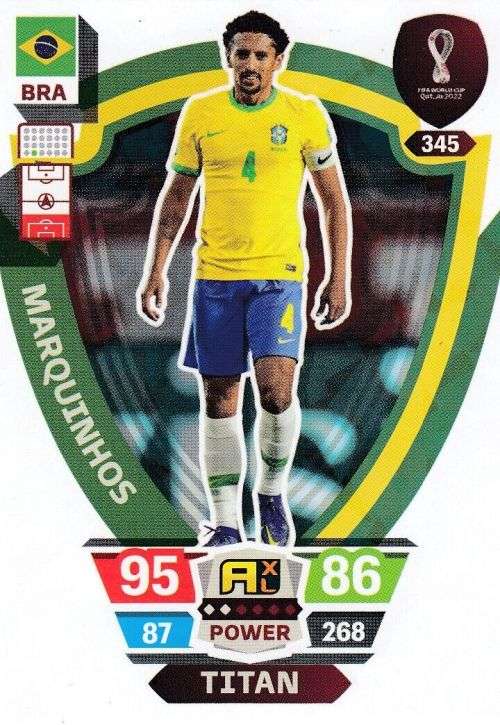 MARQUINHOS - PANINI `FIFA WORLD CUP 2022` QATAR - `TITAN` TRADING CARD 345