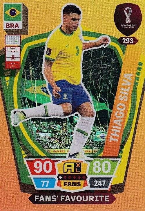 THIAGO SILVA - PANINI `FIFA WORLD CUP 2022` QATAR - `FANS FAVOURITE` TRADING CARD 293