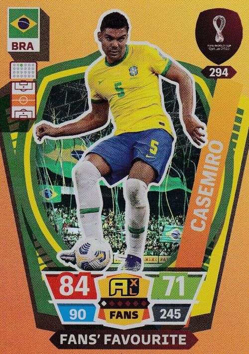 CASEMIRO - PANINI `FIFA WORLD CUP 2022` QATAR - `FANS FAVOURITE` TRADING CARD 294