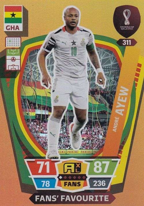 ANDRE AYEW - PANINI `FIFA WORLD CUP 2022` QATAR - `FANS FAVOURITE` TRADING CARD 311