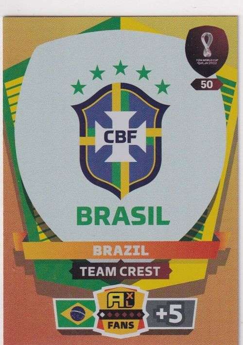 BRAZIL - PANINI `FIFA WORLD CUP 2022` QATAR - `TEAM CREST` TRADING CARD 50
