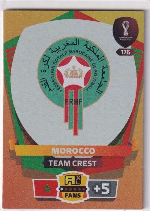 MOROCCO - PANINI `FIFA WORLD CUP 2022` QATAR - `TEAM CREST` TRADING CARD 176