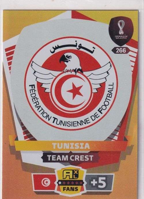TUNISIA - PANINI `FIFA WORLD CUP 2022` QATAR - `TEAM CREST` TRADING CARD 266