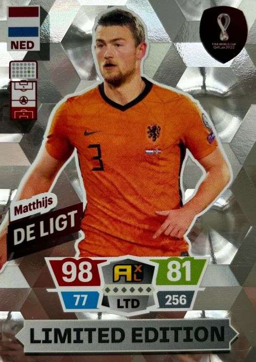 MATTHIJS DE LIGT - PANINI `FIFA WORLD CUP 2022` QATAR - RARE `LIMITED EDITION` TRADING CARD