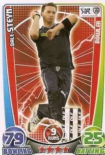 DALE STEYN - `TOPPS` CRICKET ATTAX IPL LEAGUE 2012 - `BASE` TRADING CARD