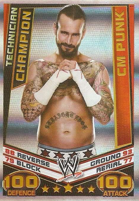 CM PUNK- WWE WRESTLING - `TOPPS SLAM ATTAX REBELLION`  2013/14 - `CHAMPION` TRADING CARD