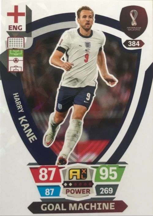 HARRY KANE - PANINI `FIFA WORLD CUP 2022` QATAR - `GOAL MACHINE` TRADING CARD 384