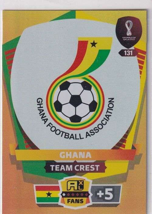 GHANA - PANINI `FIFA WORLD CUP 2022` QATAR - `TEAM CREST` TRADING CARD 131