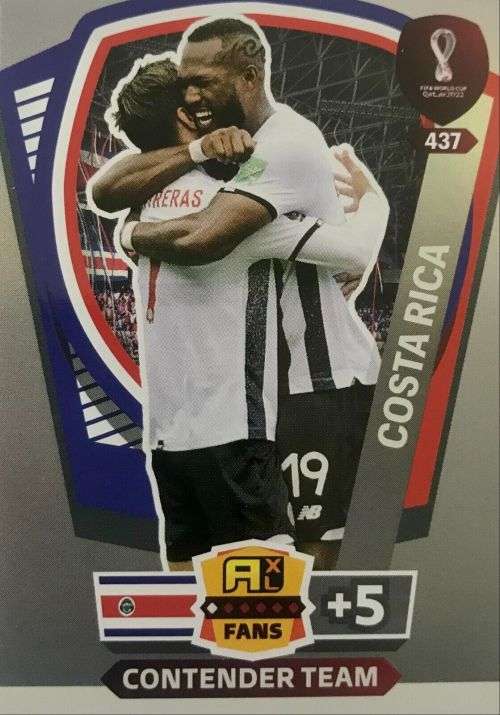 COSTA RICA - PANINI `FIFA WORLD CUP 2022` QATAR - `CONTENDER TEAM` TRADING CARD 437