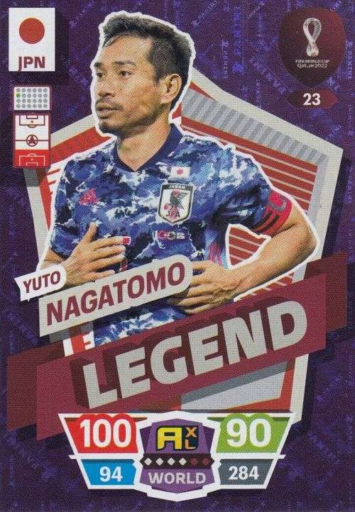 YUTO NAGATOMO - PANINI `FIFA WORLD CUP 2022` QATAR - RARE `LEGEND` TRADING CARD 23