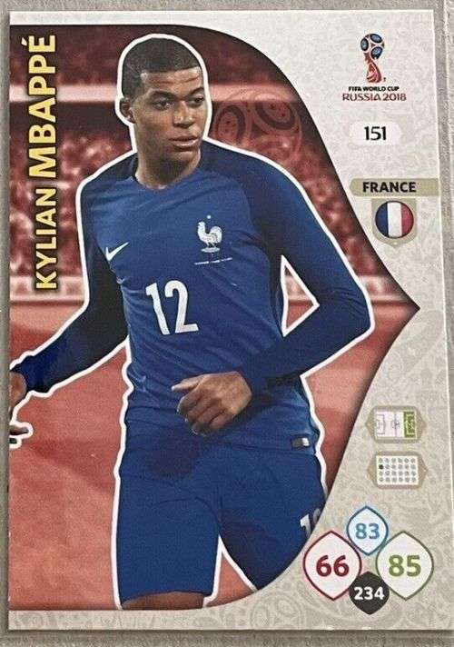 KYLIAN MBAPPE - PANINI FIFA WORLD CUP 2018 RUSSIA - `ROOKIE` BASE TRADING CARD 151