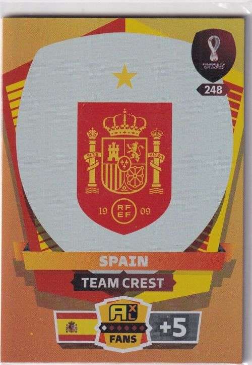 SPAIN - PANINI `FIFA WORLD CUP 2022` QATAR - `TEAM CREST` TRADING CARD 248
