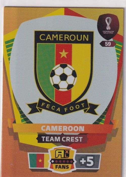 CAMEROON - PANINI `FIFA WORLD CUP 2022` QATAR - `TEAM CREST` TRADING CARD 59