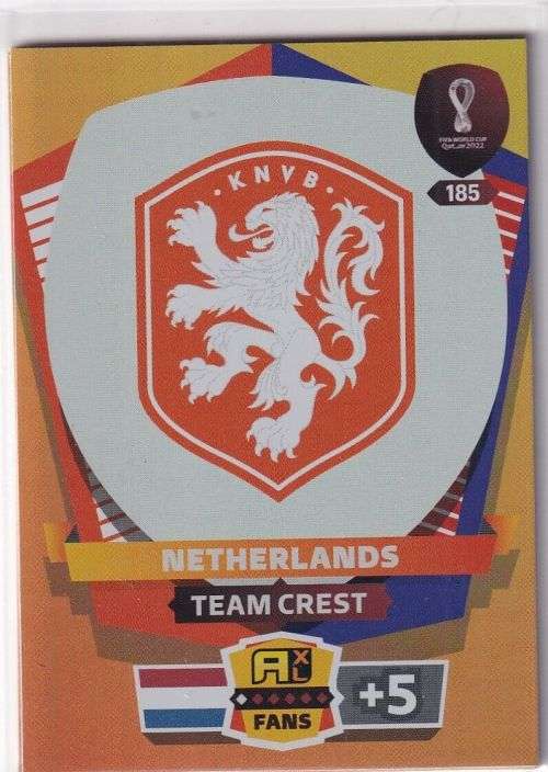 NETHERLANDS - PANINI `FIFA WORLD CUP 2022` QATAR - `TEAM CREST` TRADING CARD 185