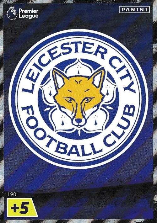 LEICESTER CITY FC - PANINI  English Premier League 2022/23 -FOIL `CLUB BADGE` TRADING CARD 190