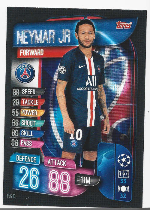 NEYMAR Jr - TOPPS CHAMPIONS LEAGUE COLLECTION 2019 -  BASE TRADING CARD PSG10