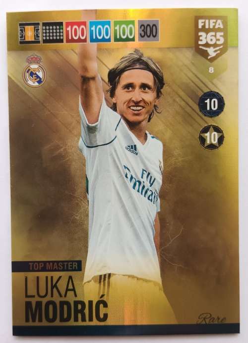 LUKA MODRIC - PANINI `FIFA 365` 2019 EDITION - GOLD FOIL `TOP MASTER` TRADING CARD 8
