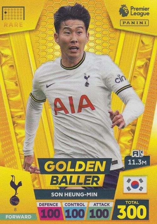 SON HEUNG MIN - PANINI Eng. Premier League 2022/2023 - RARE `GOLDEN BALLER` TRADING CARD 8